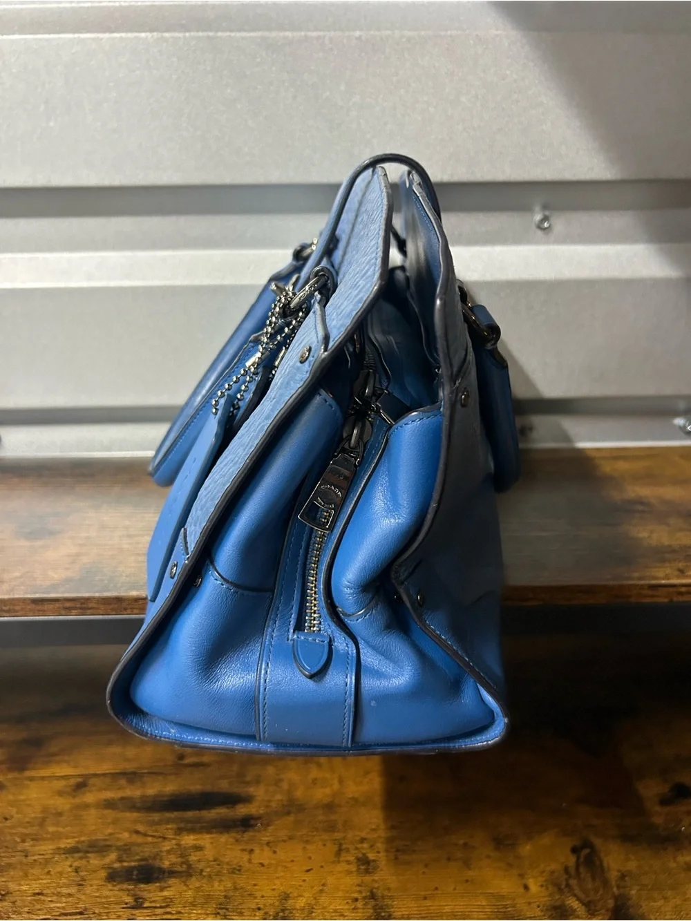 COACH MERCER Satchel/Handbag Purse Bag BLUE LEATHER - strap missing!